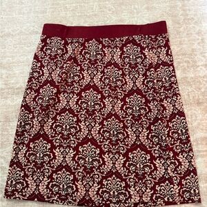 Gilli Burgundy and Cream Patterned Pencil Skirt